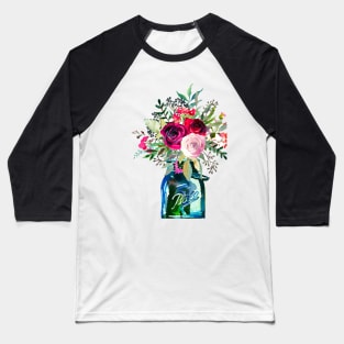 Watercolor mason jar flowers Baseball T-Shirt